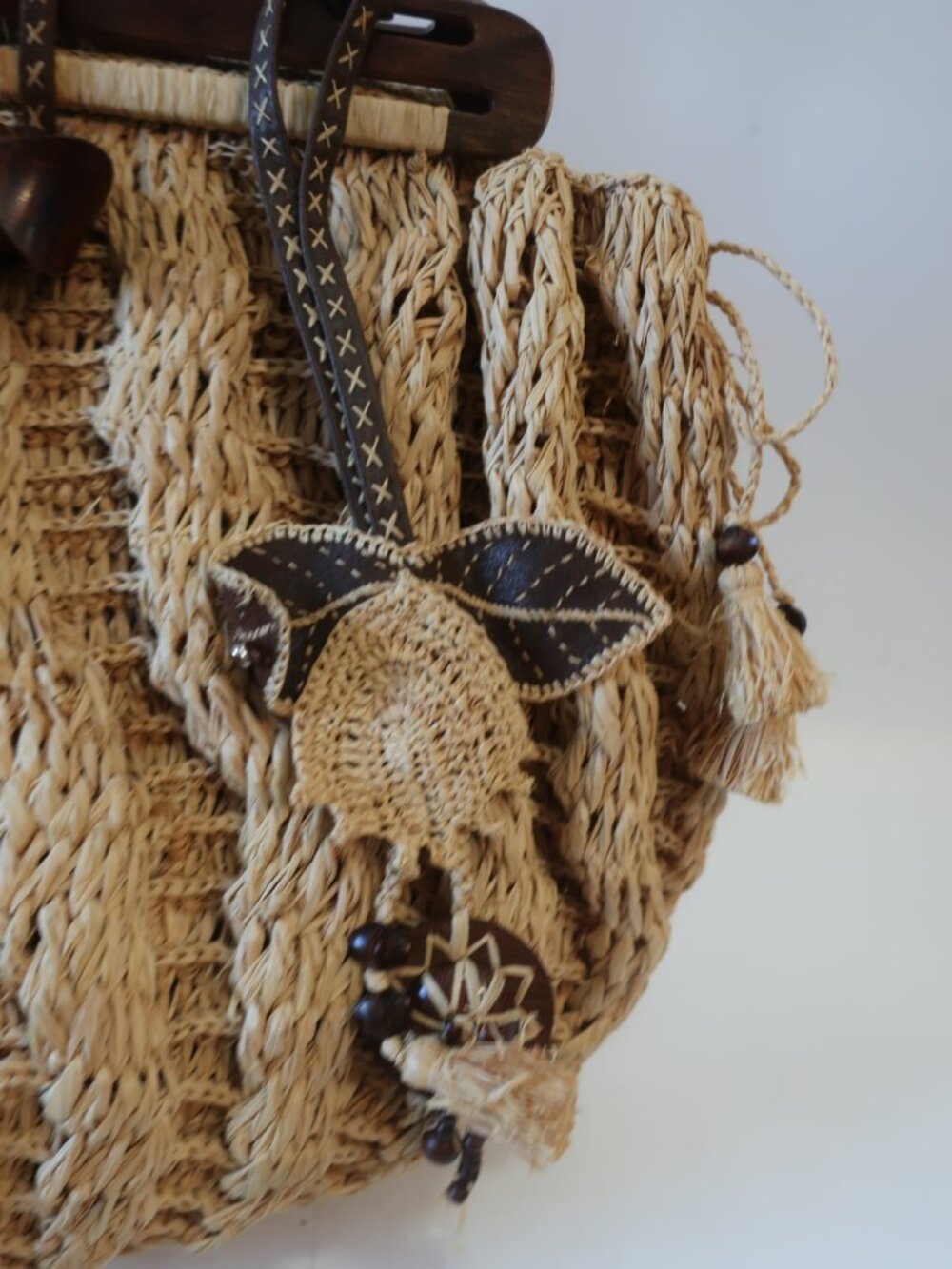 Womens Tocca Beige Straw & Leather Handbag - Picture 3 of 10